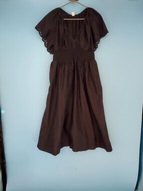 Old Navy Dress Size Large Petite Short Sleeve Black Midi
